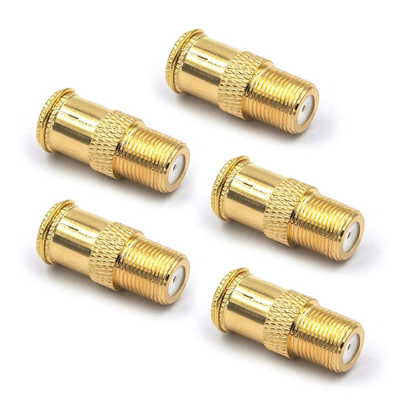 Vce 5 Pack Gold Plated Rg6 F Type Male To Female Quick Coax Coaxial Cable Connector Quick Push On Adapter