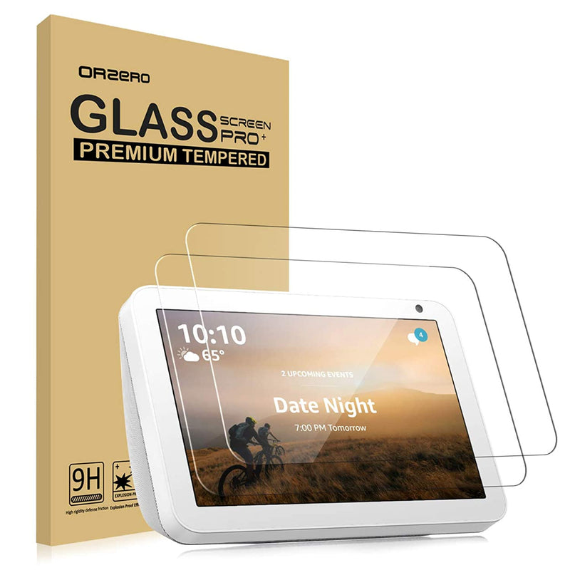 2 Pack Orzero Compatible For Echo Show 8 Tempered Glass Screen Protector 9 Hardness Hd Anti Scratch Full Coverage Replacement