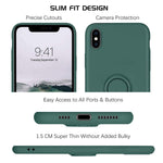 Iphone X Xs Case 360A Ring Holder Kickstand Support Car Mount Silicone Soft Rubber Microfiber Lining Cushion Protective Cover For Iphone X Xs 5 8 Midnight Green