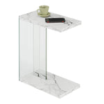 Convenience Concepts Soho C End Table White Faux Marble
