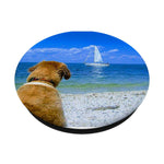 Golden Retriever Beach Dreams With Sailboat Grip And Stand For Phones And Tablets