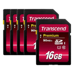 Pack Of 5 Transcend 16Gb Sdhc Class10 400X Uhs I Memory Cards