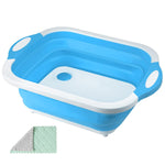 Collapsible Cutting Board Chopping Board With Towel Kitchen Foldable Camping Dishes Sink Space Saving 3 In 1 Multifunction Storage Basket For Bbq Prep Picnic Camping Cyan
