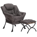 Steel Frame Leisure Sofa Chair And Metal Cotton Antislip Footstool