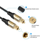 15 Feet Optical Audio Cable Cablecreation Fiber Digital Optical Spdif Toslink Cable With Metal Connectors Black Gold 4 5M
