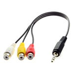 Cy 3 5Mm 1 8 Male Stereo Car Aux To 3 Rca Av Female Cord Audio Video Composite Cable 20Cm
