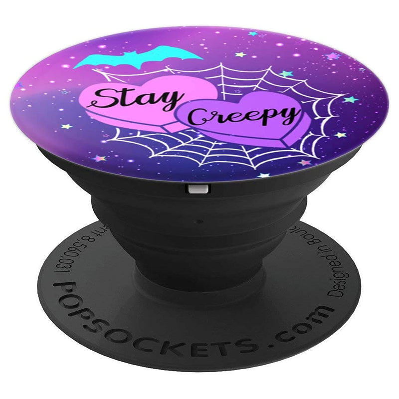 Pastel Goth Stay Creepy Heart Spider Web Bat Celestial Grip And Stand For Phones And Tablets