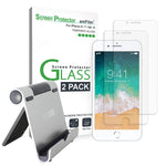 Amfilm Iphone 8 7 6S 6 Glass Screen Protector And Techmatte Multi Angle Aluminum Stand