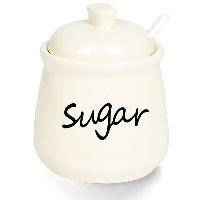 Ceramic Sugar Bowl With Lid And Spoon