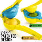 Metal 2 In 1 Lemon Lime Squeezer Hand Juicer Lemon Squeezer Max Extraction Manual Citrus Juicer Vibrant Yellow And Blue Atoll
