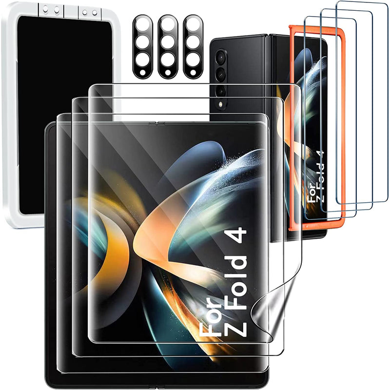 3 Pack Tempered Glass Camera Lens Protector And Screen Proctector For Galaxy Z Fold 4