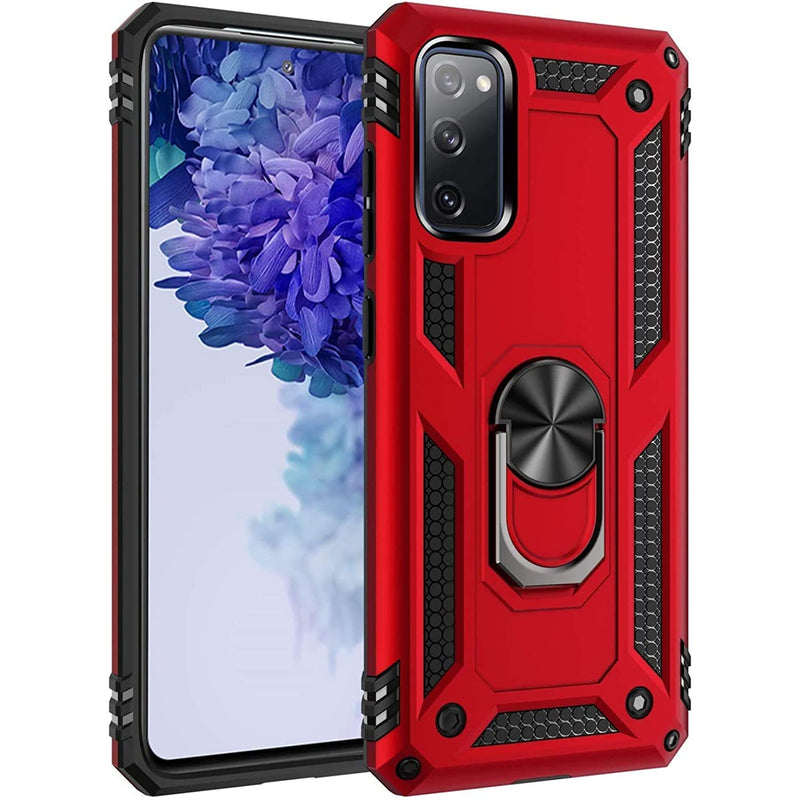 Compatible With Google Pixel 4A 4G Case With Ring Stand Magnetic Car Mount 360 Degree Grip Holder Kickstand Military Grade Shockproof Bumper Drop Tested Protective Silicone Armor Cover Red