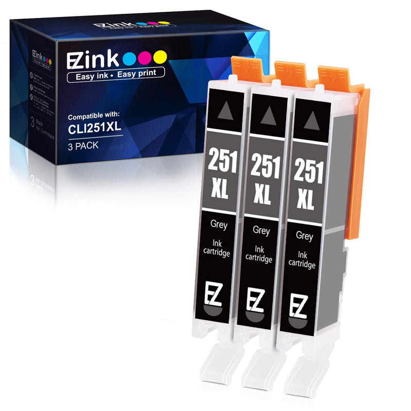 E Z Ink Compatible Ink Cartridge Replacement For Canon Cli 251Xl Cli 251 Xl To Use With Pixma Mg6320 Pixma Mg7120 Pixma Mg7520 Pixma Ip8720 Gray 3 Pack