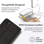 Vintage Wallet For Apple Iphone Se 2020 Real Leather Wallet Phone Case Genuine Leather With Viewing Stand 3 Card Holder Flip Folio Cover With Card Slot Black