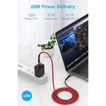 Lention Usb C To Usb C Cable 6 6Ft 60W Type C 20V 3A Fast Charging Braided Cord Compatible 2020 2016 Macbook Pro New Ipad Pro Mac Air Surface Samsung Galaxy S20 S10 S9 S8 Plus Note More Red
