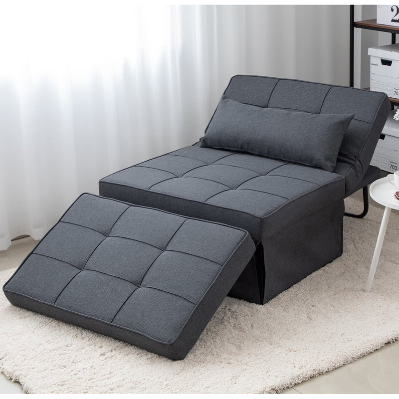 Modern Convertible Chair Adjustable Backrest Sleeper Couch Bed For Living Room
