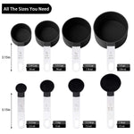 Measuring Cups And Spoons Set Of Kitchen Gadgets 8 Pieces Stackable Stainless Steel Handle Measuring Cups For Measuring Dry And Liquid Ingredient Black