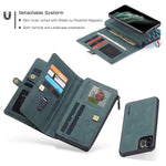 Iphone 11 Pro Max Wallet Case 2 In 1 Detachable Magnetic Vegan Leather Folio Card Pocket Clutch Case For Iphone 11 Pro Max 6 5Inch Slim Shock Protection Flip Cover Blue Green