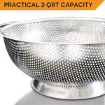 Colander Stainless Steel Kitchen Strainer For Washing Rice Pasta And Small Grains 3 Qrt