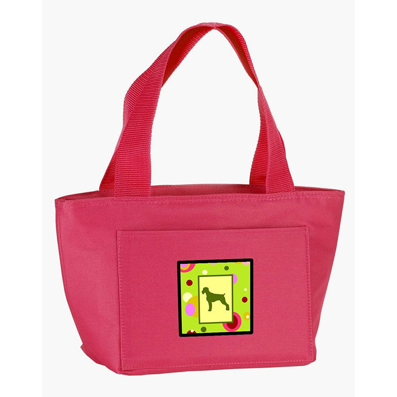 Carolines Treasures Ck1036Pk 8808 Lime Green Dots German Wirehaired Pointer Lunch Bag Multicolor