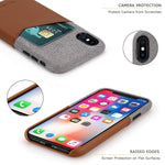 Tasikar Compatible With Iphone Xs Max Case Card Holder Slot Wallet Case Premium Leather And Fabric Design Compatible With Iphone Xs Max Brown