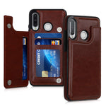 kwmobile Case Compatible with Huawei P30 Lite - PU Leather Protective Back Cover with Card Slots and Stand - Brown