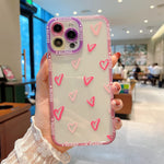 Phylla Ins Style Love Heart Clear Phone Case For Iphone 13 Pro Max 6 7 Inches 5G Cute Side Small Pattern Compatible For Women Girls Soft Silicone Shockproof Cover Bumper