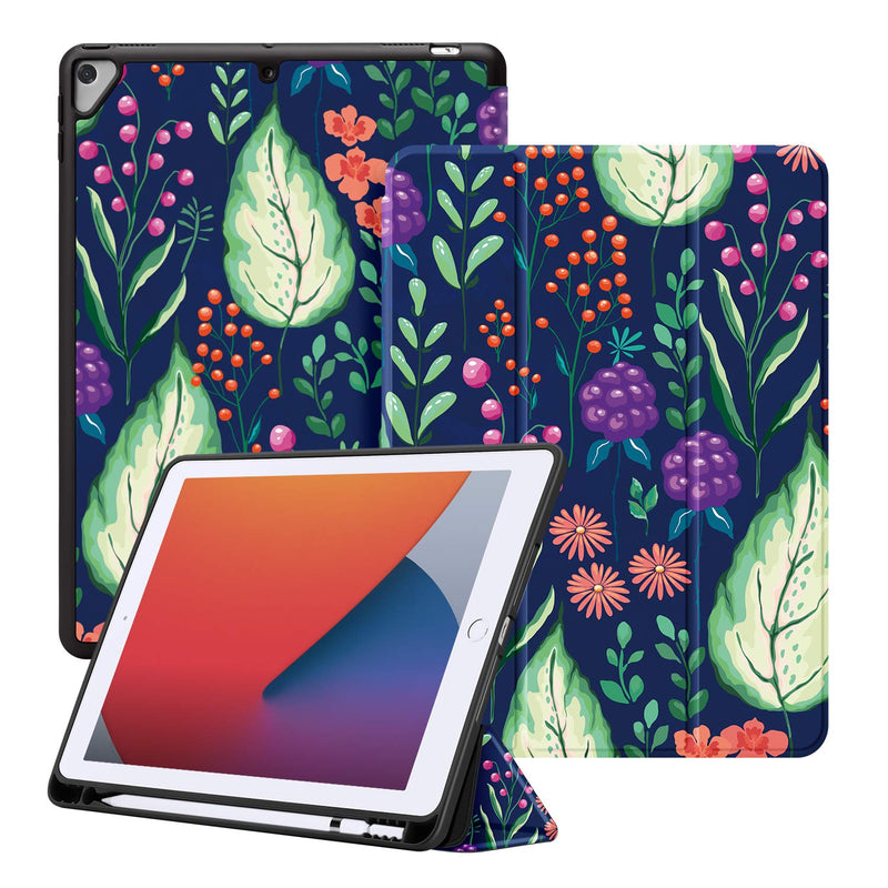 Soft Tpu Case For New Ipad 10 2 8Th Generation 2020 Ipad 7Th Generation 10 2 2019 Ipad Air 3Rd 10 5 Inch Auto Sleep Wake Slim Lightweight Trifold Stand Case With Pencil Holder The Wild Fruits