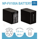 Bm Premium 2 Pack Np Fv100A High Capacity Batteries For Sony Fdr Ax30 Fdr Ax33 Fdr Ax53 Fdr Ax700 Fdr Ax100 Fdr Ax35 Hxr Mc50 Hxr Mc88 Hx Rnx80 Pxw Z90V Nex Vg10 Nex Vg20 Nex Vg30 Nex Vg900 Camcorders