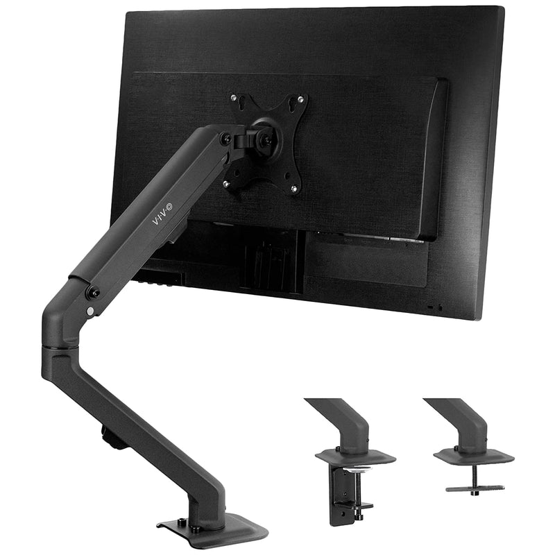 Vivo Articulating Single 17 To 27 Inch Screen Mechanical Spring Arm Mount Clamp On Desk Stand Fits 1 Monitor With Max Vesa 100X100 Black Stand V100S