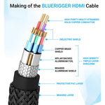 Bluerigger 4K Hdmi Cable 3 Feet Black 4K 60Hz High Speed Nylon Braided