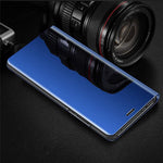 Samsung Galaxy S10 Plus Case Cover Stylish Mirror Plating Flip Full Body Protective Reflection Ultra Thin Hard Anti Scratch Shockproof Frame For Samsung S10 Plus Mirror Blue