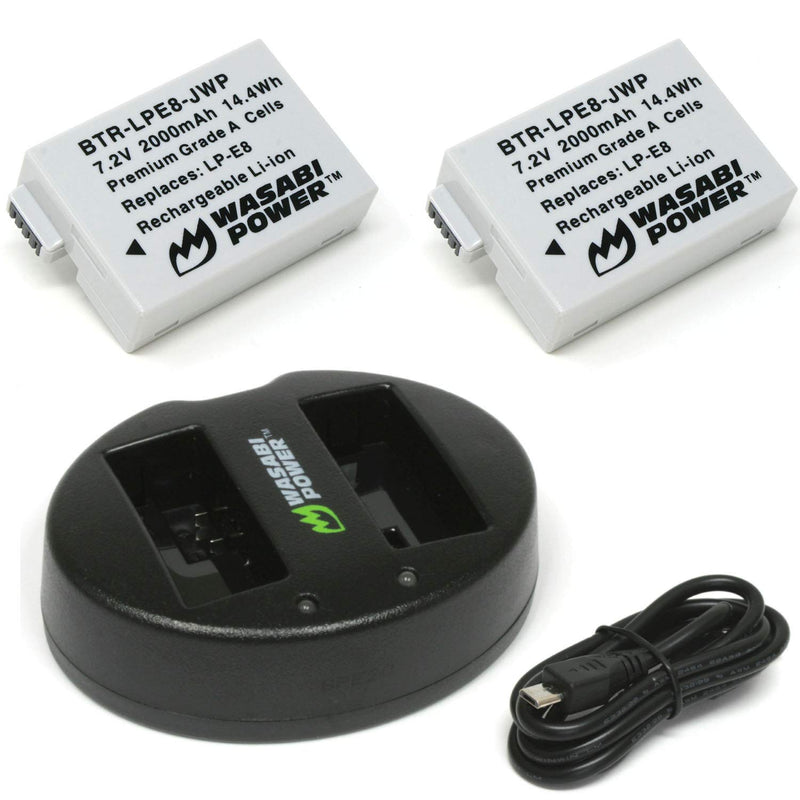 Wasabi Power Battery 2 Pack And Dual Charger For Canon Lp E8