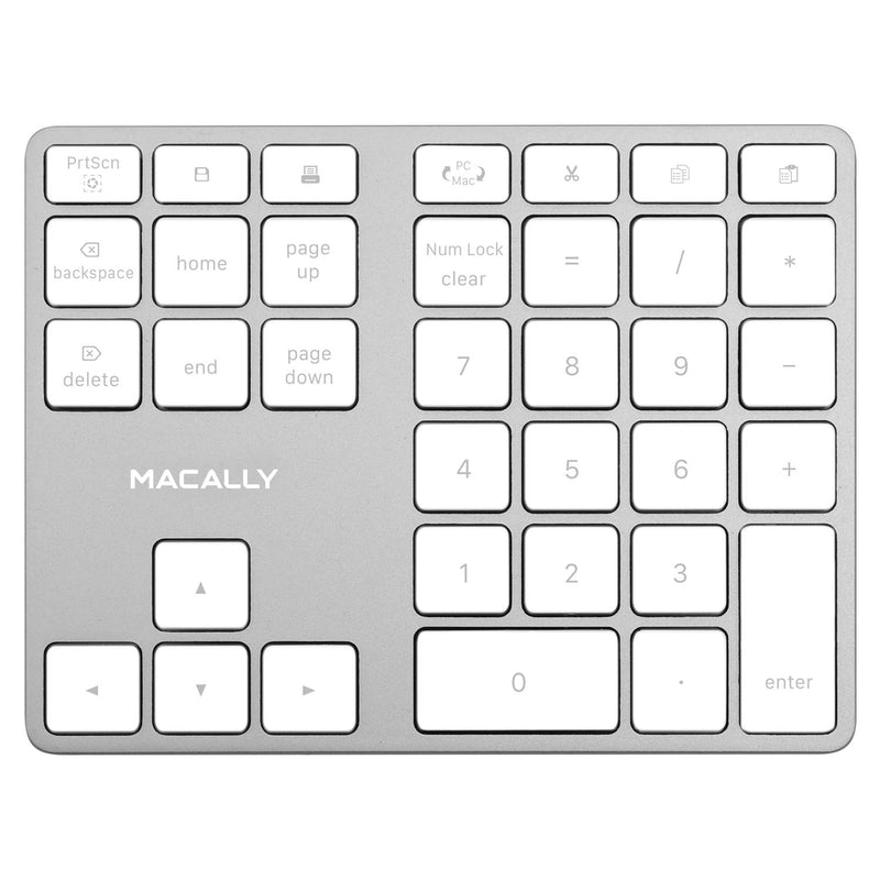 Macally Wireless Number Pad For Laptop Rechargeable Bluetooth Keypad Ultra Slim 35 Key Numeric Keypad For Entering Data Compatible With Macbook Ipad Iphone Ios Laptop Windows Android