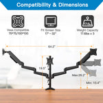 Triple Monitor Stand Full Motion Articulating Aluminum Gas Spring Monitor Mount Fit Three 17 To 32 Inch Flat Curved Lcd Computer Screens With Clamp Grommet Kit Black