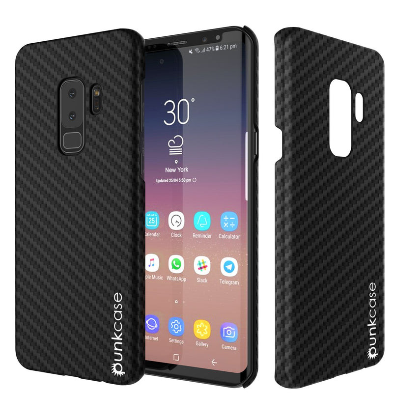 Galaxy S9 Plus Case Carbonshield Heavy Duty Ultra Thin 2 Piece Dual Layer Pu Leather Cover Shockproofnon Slip With Punkshield Screen Protector For Samsung S9 Plus Jet Black