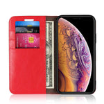 Cavor Iphone Xs Max Case Genuine Leather Wallet Card Holder Case Cover Shockproof Protective Flip Stand Case For Iphone Xs Max Red