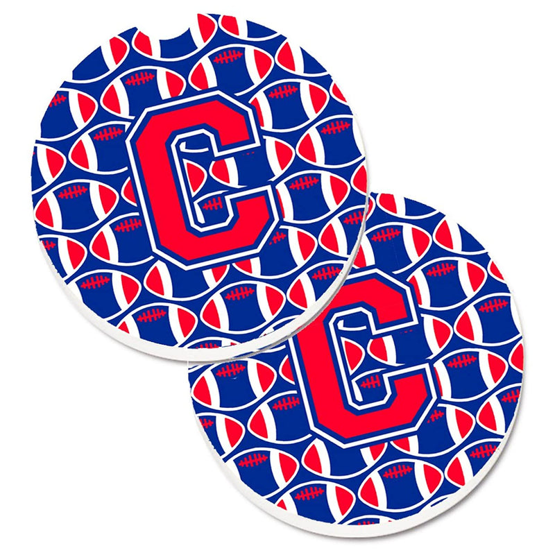 Carolines Treasures Cj1076 Ccarc Letter C Football Harvard Crimson And Yale Blue Set Of 2 Cup Holder Car Coasters Large Multicolor