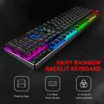 Havit Mechanical Gaming Keyboard And Mouse Combo Blue Switch 104 Keys Rainbow Backlit Keyboards 4800Dpi 7 Button Mouse Wired For Pc Gamer Computer Laptop