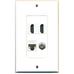 Riteav 2 X Hdmi And 1 X Ethernet Cat5E And 1 X Coax Cable Tv F Type Port Wall Plate White 1