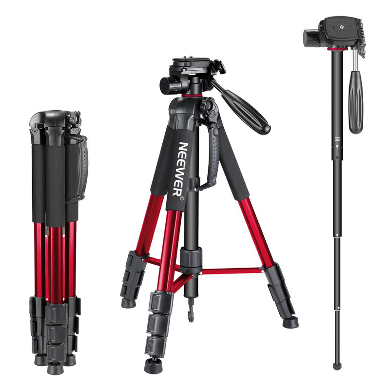Neewer Portable 70 Inches 177 Centimeters Aluminum Alloy Camera Tripod Monopod With 3 Way Swivel Pan Head Bag For Dslr Camera Dv Video Camcorder Load Up To 8 8 Pounds 4 Kilograms Redsab264