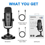 Boya Pm500 Usb Microphone With Usb A Usb C Cable Compatible With Windows And Mac Computers Most Type C Devices For Podcast Streaming Gaming Vloggig Work