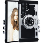 Phone Case For Samsung Galaxy S22 Ultra Camera Case Vintage Cover With Removable Neck Strap