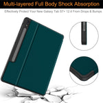 Samsung Tab S7 Plus 12 4 Case 2020 Sm T970 T975 T976 T978 With S Pen Holder Premium Shock Proof Stand Folio Case Hard Pc Back Cover For Samsung Galaxy Tab S7 Plus 12 4 Inch Tablet Teal
