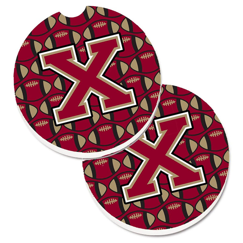 Carolines Treasures Cj1078 Xcarc Letter X Football Garnet And Gold Set Of 2 Cup Holder Car Coasters Large Multicolor