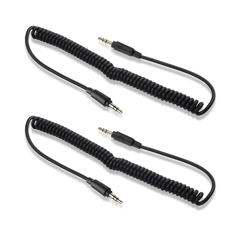 Cable Matters 2 Pack Coiled 3 5Mm Male To Male Stereo Audio Cable Stretches From 2 To 4 Feet