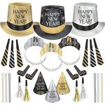 New Year S Eve Wearables And Noisemakers75 Piece For 25 Guests Party Supplie Black Gold And Silver