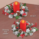 Frosted Pine Candle Rings Flameless Candles