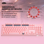 Mechanical Pink Gaming Keyboarda A Mk Armor Led Rainbow Backlit And Wired Usb 104 Keys Keyboard With Blue Switches For Windows Pc Laptop Gamepink White