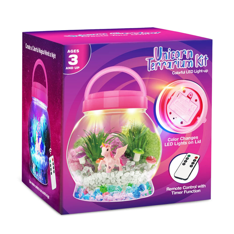 Light Up Unicorn Terrarium Kit For Girls Unicorn Birthday Gift For Kids Upgrade Timing Remote Control Terrarium Kit Gifts Toys For 3 4 5 6 7 8 Girls